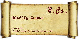 Mátéffy Csaba névjegykártya