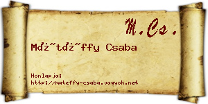 Mátéffy Csaba névjegykártya